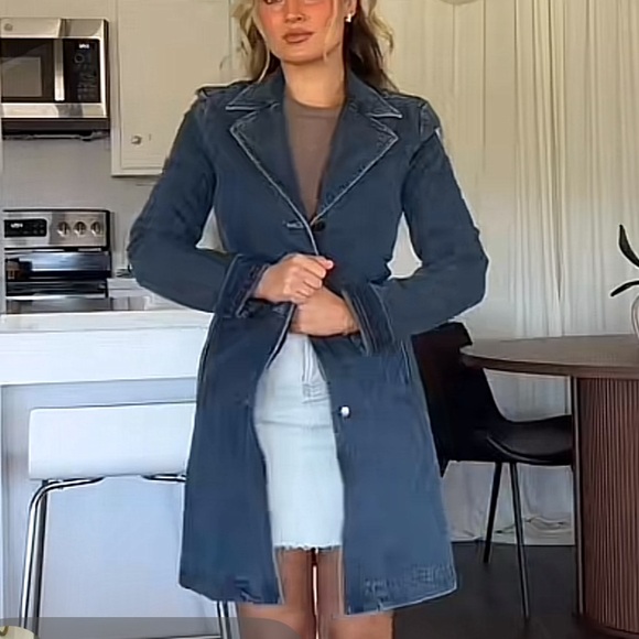 Stylish Denim Trench Coat - Picture 8 of 8